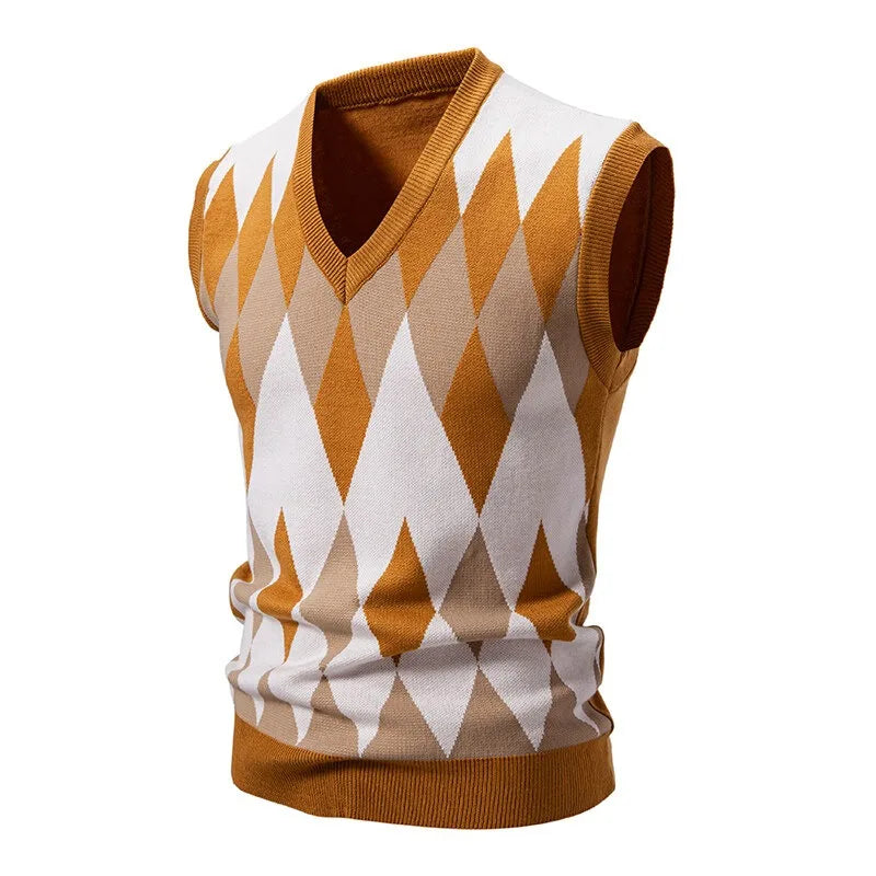 Argyle V-neck Knit Vest