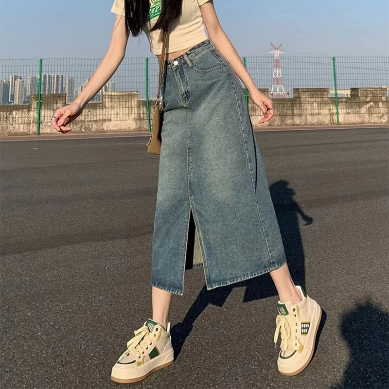 Long Denim Skirt