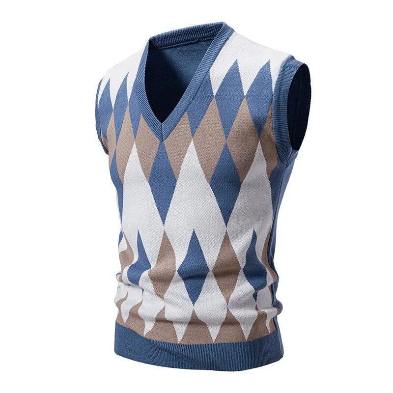 Argyle V-neck Knit Vest
