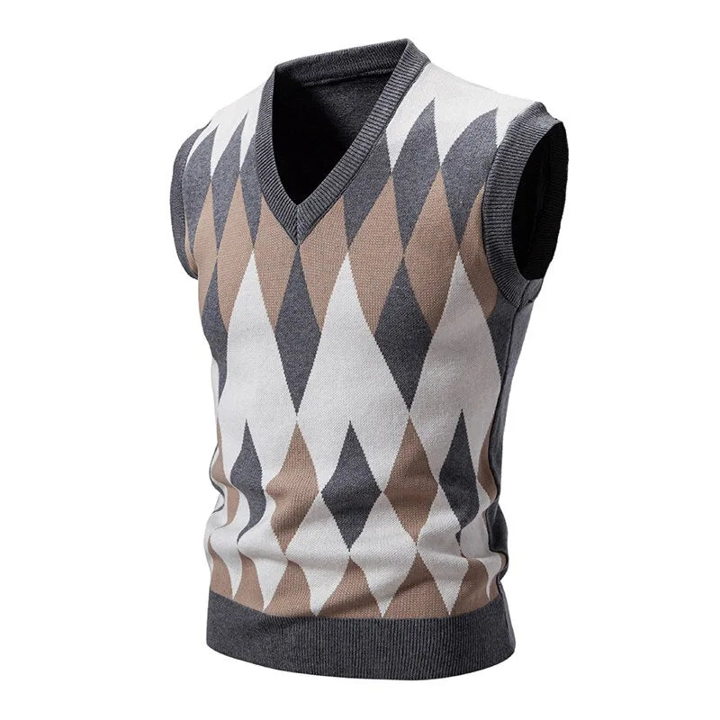 Argyle V-neck Knit Vest