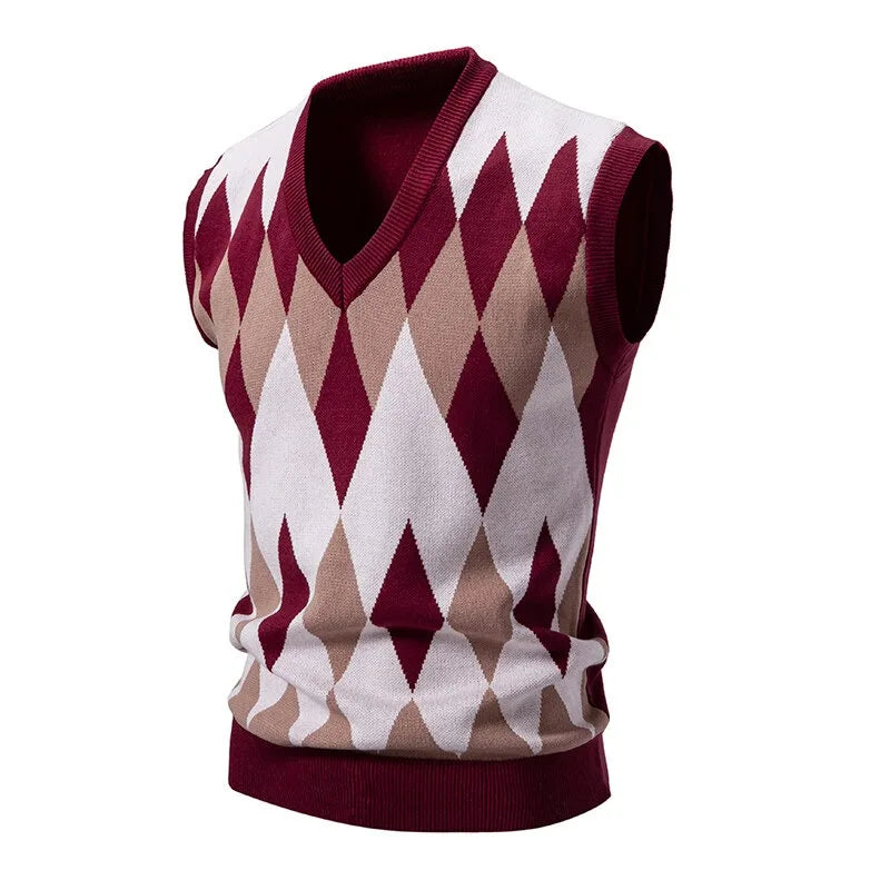 Argyle V-neck Knit Vest