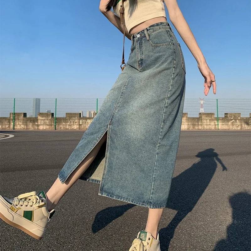 Long Denim Skirt