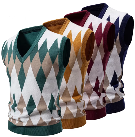 Argyle V-neck Knit Vest